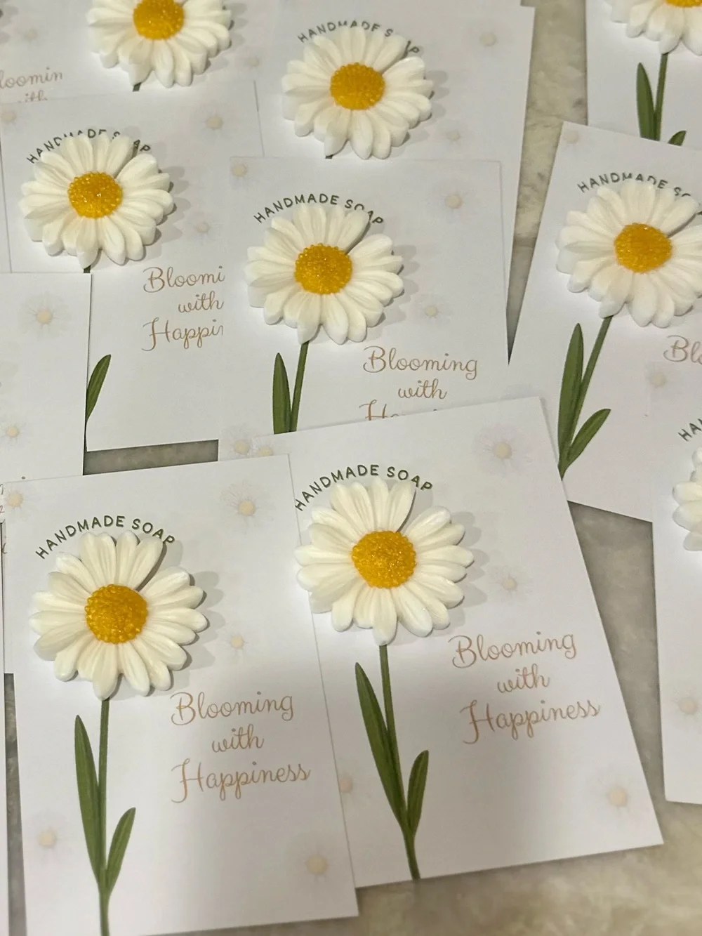 Daisy Flower Party Soap Card Favors - White & Yellow